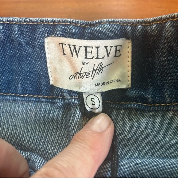 NWT Twelve on Twelth Dark Wash Denim Maxi Skirt S Frayed Hem Asymmetrical - Picture 3 of 12